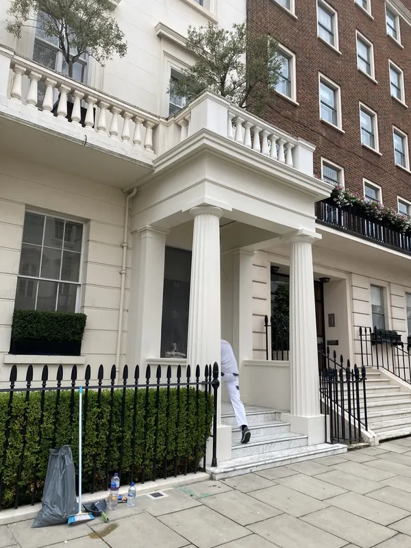 Exterior painting in progress, Belgravia