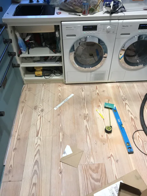Setting out the chequerboard floor pattern