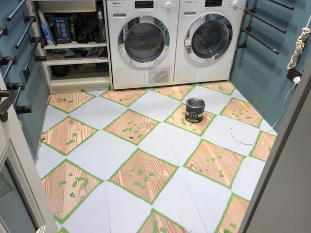 Individual diamonds masked during painting