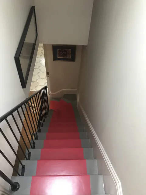 A continuous painted runner viewed from above