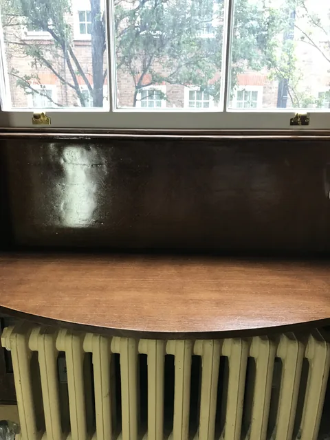 Faux wood graining, window seat — west end house